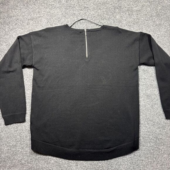 NWT Cable Gauge Women Top Round Neck Long Sleeve Black Light Sweater Sz L Grunge - Picture 6 of 8